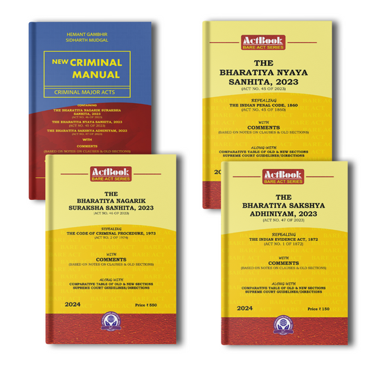 Bare Acts {BNS, BNSS & BSA} + New Criminal Manual Edition 2025